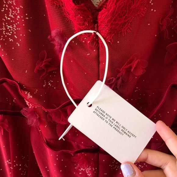 MARCHESA Evening Gown notte wine floral appliqué trumpet gown dress 16 - Picture 16 of 16